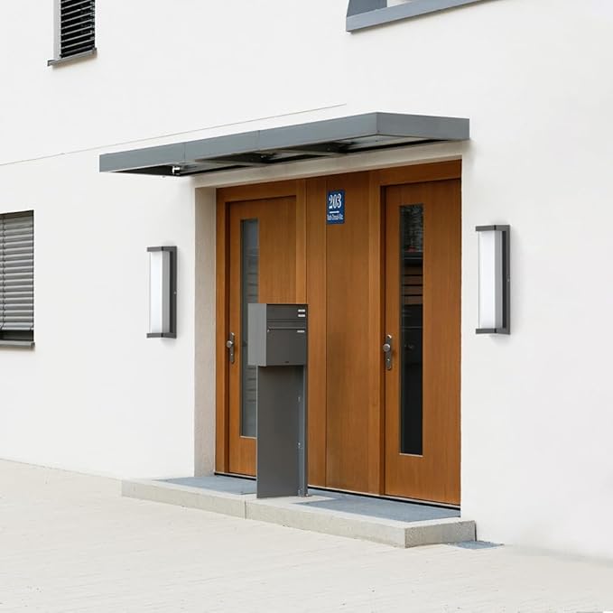 Sytmhoe 10%-100% Dimming LED Modern Outdoor Wall Light, 16in 6000K Dimmable Porch & Patio Wall Light Fixture,Black Aluminum&Dual PC Wall Lights Suitable for Garage Living Room Courtyard House(6000K)