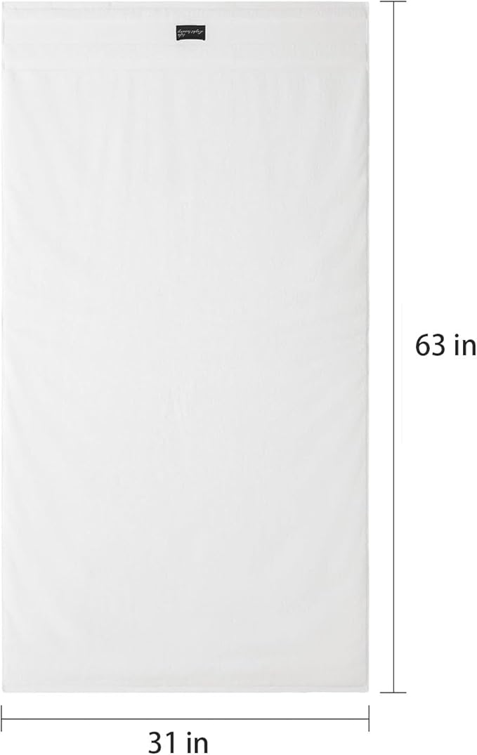 REDKISS Large Bath Towels Set 2 Piece, 100% Cotton, 31x63 in,Heavyweight 760G, Highly Absorbent & Quick Dry, Super Soft Luxury Shower Towels for Bathroom,Hotel Collection - White