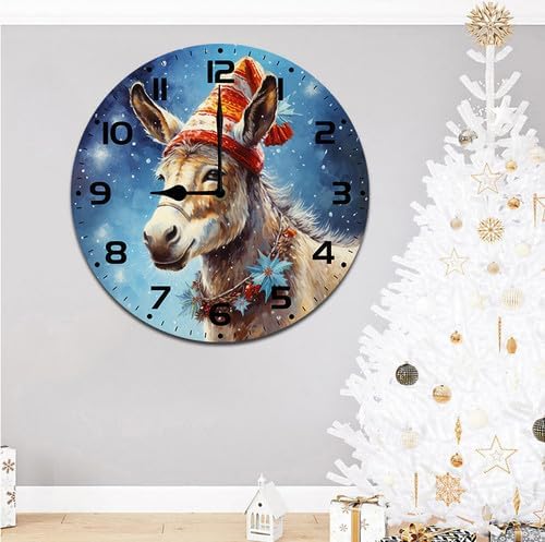 Donkey Wall Clock Large Silent Non-Ticking Battery Operated Modern Clocks for Living Room Decor/Bedroom/Office (12x12 in)