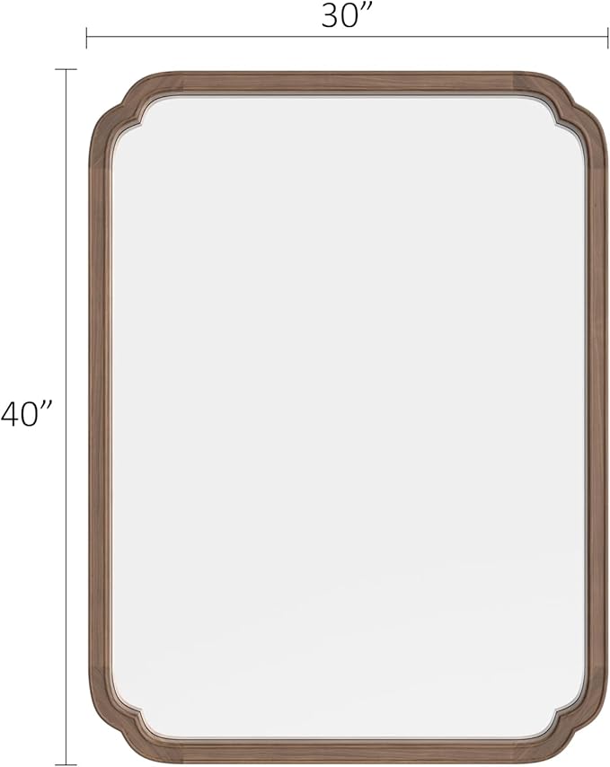 HOMECOOKIN Wood Bathroom Mirrors for Wall Mounted, 30" x 40" Rustic Wood Frame Wall Mirrors Decorative for Living Room or Bedroom Vanity Mirror (Walnut) A