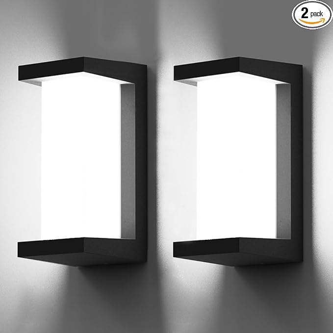 Sytmhoe Outdoor Wall Lights,2Packs 24w Exterior Light Fixture,LED Wall Sconce 3-Color-Changeable Wall Mounted Lamps,Matte Black Porch&Patio Light Outdoor,IP65 Waterproof for Hallway Stairs Gardens