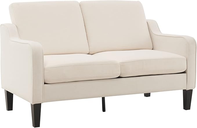 VINGLI Loveseat 53" Small Couch Loveseat Sofas for Living Room Mid Century Modern Sofa Couch Beige Love Seat Couches with Scooped Arms for Small Spaces, Bedroom, Apartment, Studio