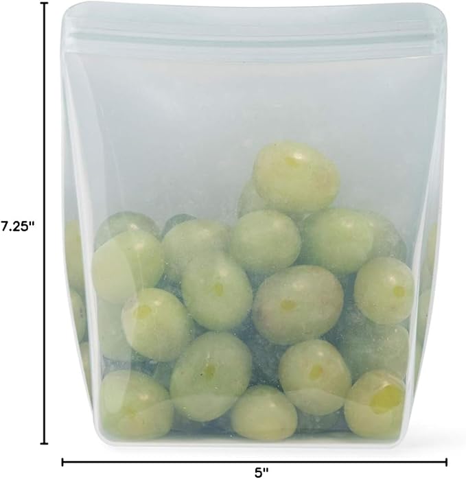 W&P Porter Silicone Reusable Storage Bag, Sandwich (36oz Stand-Up), Mint, Food Storage Container, Microwave and Dishwasher Safe, Easy Cleaning