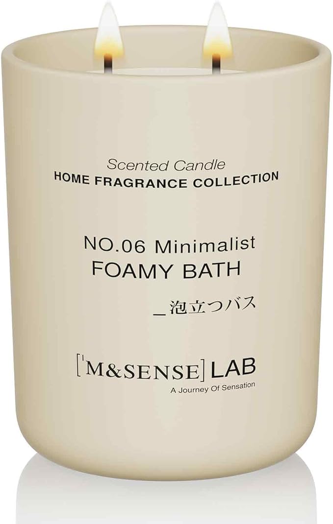 M&SENSE Natural Soy Candle| Foamy Bath | 16.6 oz, 95H Burn | Minimalist Christmas Scented Candle for Relaxation, Gifting, Home Décor | for Bedroom, Office, Party Large