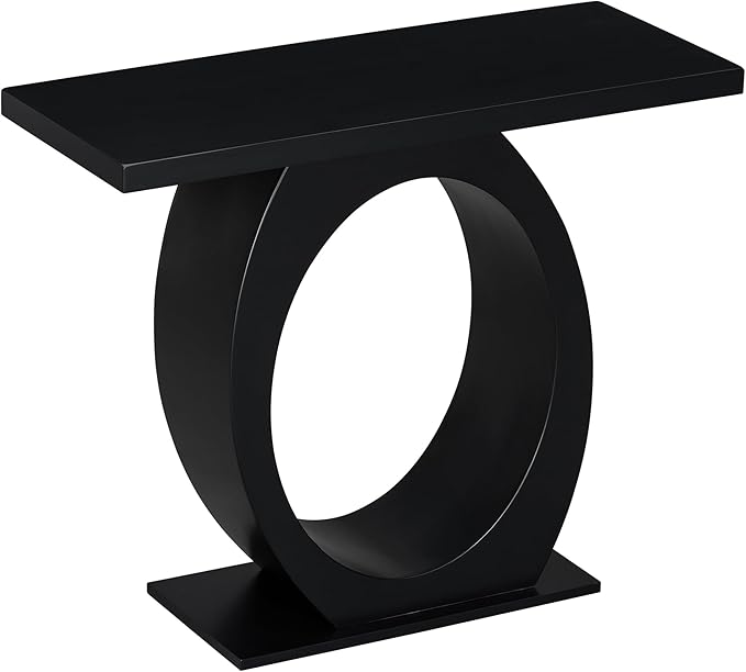 Modern Accent Table 39.4-Inch Wooden Entryway Console Table with Egg-Shaped Base for Living Room Bedroom Hallway Furniture, Black