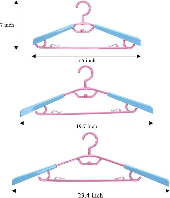 6-Pack Heavy Duty Plastic Extra-Wide Arm 15"-23" Suits Clothes Hangers with Swivel Hooks,Perfect for Coat,Jacket,Dress,Shirt,Trousers or Closet Space Saving,Pink