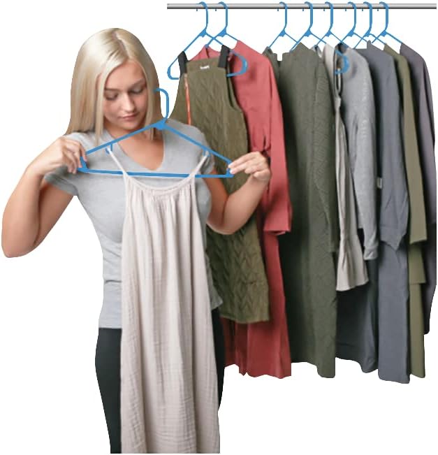 Sharpty Plastic Hangers Clothes Hangers for Clothing, Closet, Coats & Shirts - Durable, Thick, Tough & Space Saving - for Everyday Standard Use, Room Essentials & Basics - 60 Pack - Blue