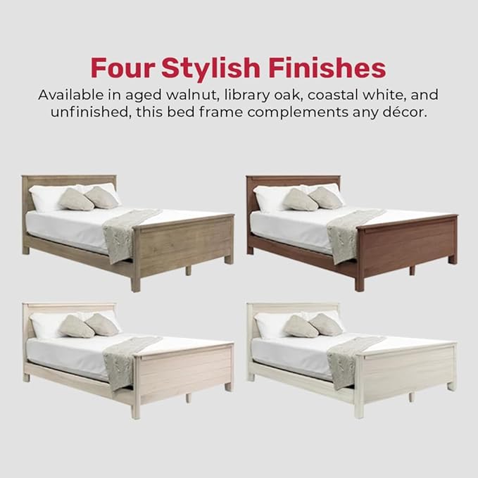 Solid Hardwood Deluxe Platform Bed Frame, Headboard, Footboard & Slats, Quality Crafted in Pennsylvania, USA from Poplar by Mennonite Artisans, No Box Spring Needed, Easy Assembly