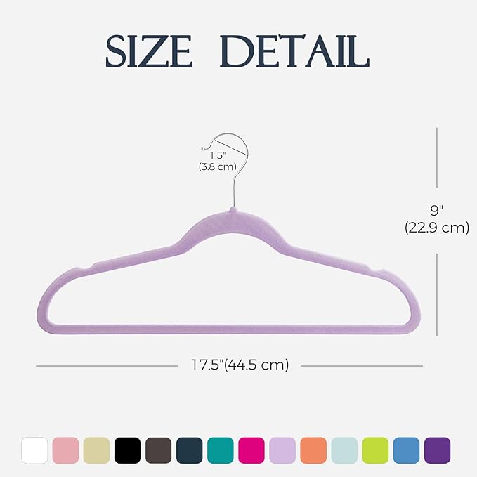 HOUSE DAY Lt-Purple Velvet Hangers 60 Pack, Non Slip Clothes Felt Hanger Heavy Duty for Coat, Premium Slim Space Saving Suit Hangers for Closet Organizer, 360° Rotating Silver Hook