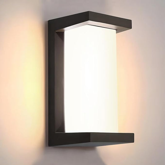 wowlite Exterior Lighting Fixtures 1 Pack, 12W Outdoor Wall Lights 3000k 4000k 6500k 3 Colors Changeable, Modern Outdoor Light Fixture Aluminum LED Front Porch Light for House Patio Front Door