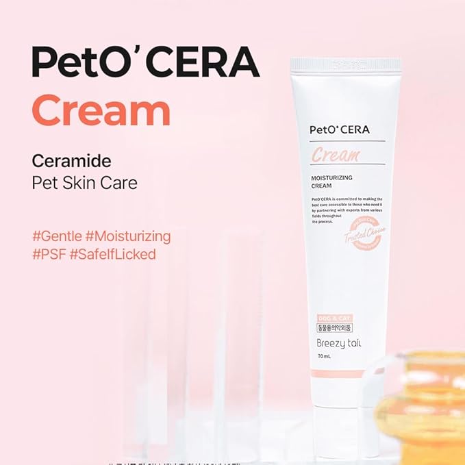 Breezytail PetO'Cera Expert Derma Care - Cream for Dogs | Ceramide Infused Skin Treatment | Moisturizes & Heals Rash, Hop Spots, Cracked Paws, Dry Irritated Skin | Hypoallergenic Daily Lotion 1.70o