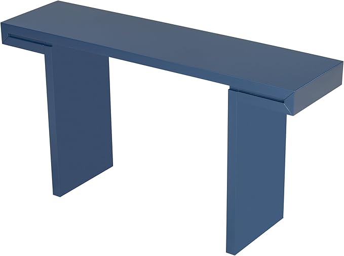 60-Inch Modern Console Table, Black MDF U-Style Design with Geometric Clean Lines, Adjustable Feet, Painted Finish for Living Room, Entryway, Hallway, 60 x 15.7 x 31.7 Inches