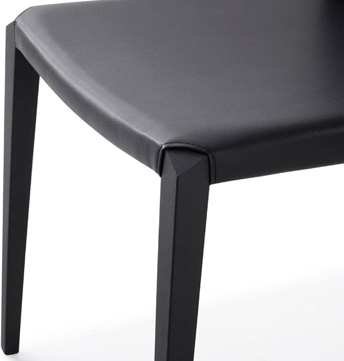 ZURI Modern Jordan Dining Chair in Black Leatherette and Matte Black Steel Base