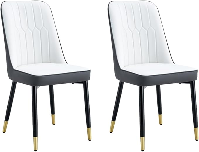 Dining Chairs Set of 2，Modern Dining Chairs, Equipped with PU Leather Backrest Cushions and Black Metal Legs, Suitable for Restaurants, Kitchens, and Bedrooms Dining Room Chairs