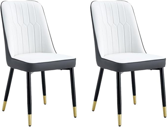 Dining Chairs Set of 2，Modern Dining Chairs, Equipped with PU Leather Backrest Cushions and Black Metal Legs, Suitable for Restaurants, Kitchens, and Bedrooms Dining Room Chairs
