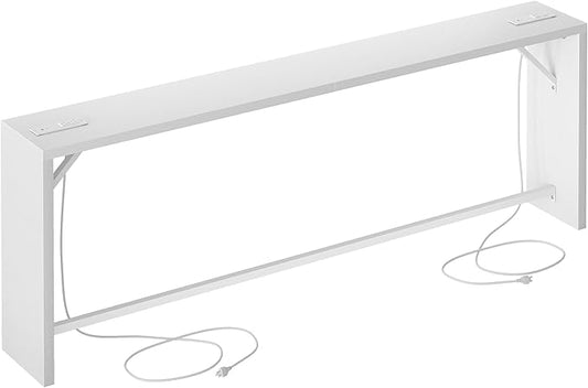 TIQLAB Sofa Table, 79''L x 9.1''W (1.2'' Thickness) Long Console Table Behind Couch, Entryway Table with Angled Metal Frame, Industrial Console Table, White