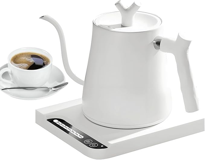 Gooseneck Electric Kettle Temperature Control & Keep Warm, 7 TEMP Control Electric Kettles for Boiling Water,Quickly Heating Kettle Electric Stainless Steel for Coffee & Tea, 800W/1L