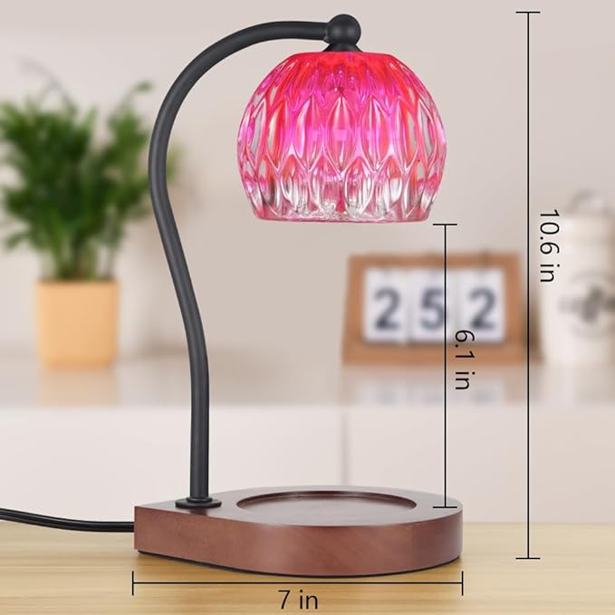 Candle Warmer Lamp with Timer, Electric Candle Lamp Warmer for Jar Candles with 2Bulbs, Candle Warmer for Home Decor Gifts for Women Mom Christmas (06-Pink)