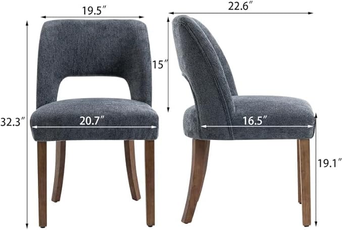 VKNOW Wooden Dining Chairs Set of 4, Modern Fabric Upholstered Dining Room Chair Kitchen Chairs, Farmhouse Dinner Chair for Kitchen Dining Room, Navy