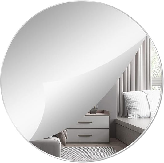 DARENYI 12'' Round Wall Mirror Tiles High Clear Reflecticon Self Adhesive Acrylic Mirror Sheets Circle Stickers for Bathroom, Bedroom, Door, Home Decor