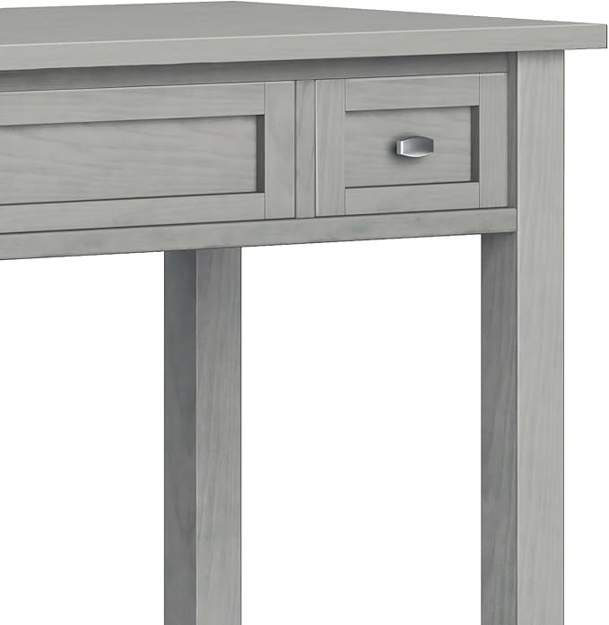 SIMPLIHOME Warm Shaker Desk - 48-Inch Wide Solid Wood Writing Desk in Fog Grey, Transitional Home Office Computer Table for Workspace or Study with Flip-Down Keyboard Tray and 2 Drawers