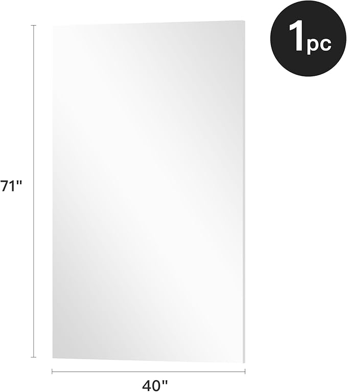 brisafe 71" x 40" Full Length Wall Mirror for Gym, Dance, Home & Yoga - Easy Install, Ultra-Light Shatterproof Nano Material Cuts 60% Commercial Insurance Costs