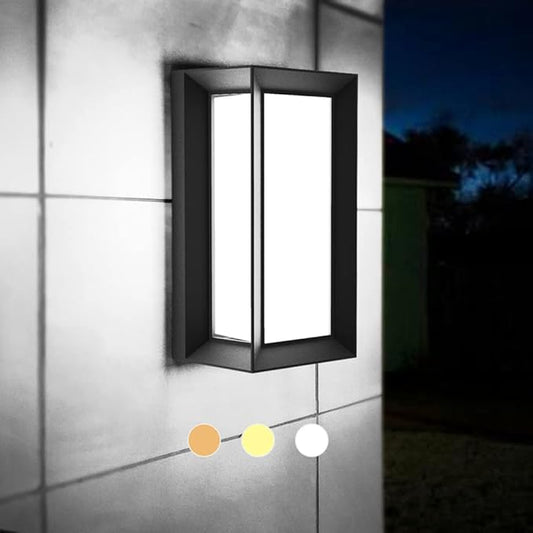 Sytmhoe Outdoor Wall-Porch-Light, Modern Exterior LED Wall Sconce,24W-Led Matte Black Exterior Wall Fixtures,Mounted Wall Patio Lamps,3-Color-Changeable for Garage Walkway Backyard Garden