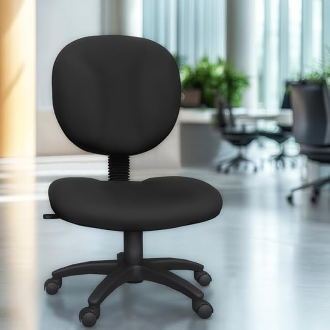 Romig Comfort Series Swivel Fabric Computer Task Chair - Armless - Black