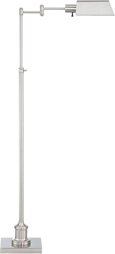 Regency Hill Jenson Traditional Farmhouse Adjustable Pharmacy Light Floor Lamp Swing Arm Standing Base 54" Tall Brushed Nickel Silver Metal for Living Room Reading House Bedroom Home Office