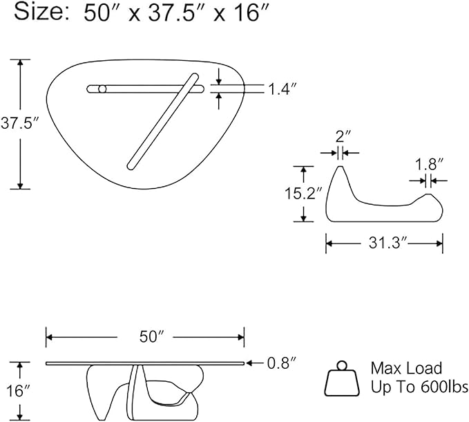 Triangle Glass Coffee Table with Solid Wood Base, 0.8'' Thick Clear Glass Top, 51'' Width Mid Century Modern Coffee Table for Living Room Bedroom Reception (Original Wood)