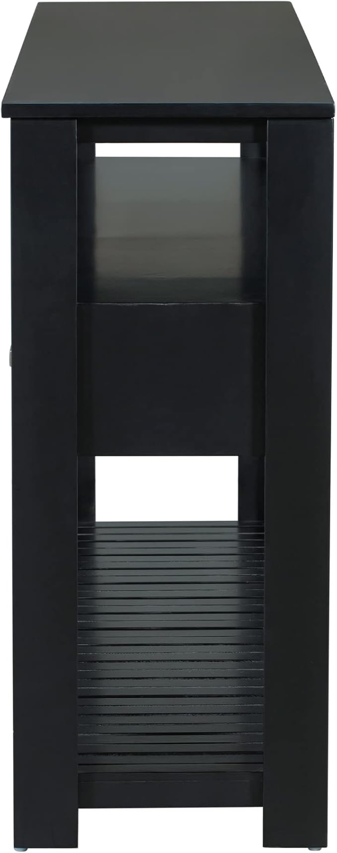 Modern 62'' Console Table Sofa Entryway Table with 4 Drawers and 2 Shelves, Acacia Wood Kitchen Buffet Cabinet Sideboard, Accent Table Furniture for Entryway Kitchen Living Room (Black-4DE)