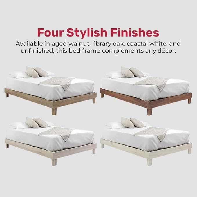 Solid Hardwood Platform Bed Frame with Slats, Quality Crafted in Pennsylvania, USA from Poplar by Mennonite Artisans, No Box Spring Needed, Easy Assembly