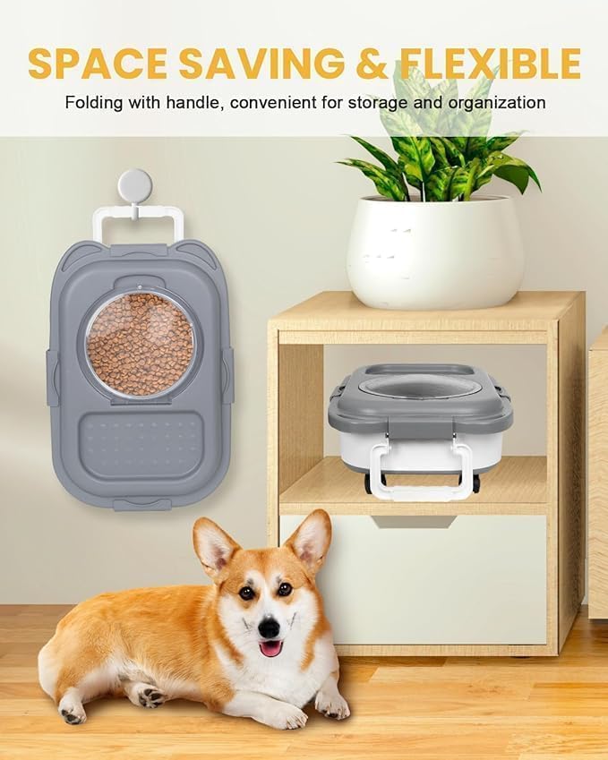 20-23LBS Collapsible Dog Food Storage Container, Pet Dog Pantry Large Containers Bin with Wheels,Scoop and 1pcs Food Storage Containers, Kitchen Cereal Flour Rice Leakproof Dry Holder