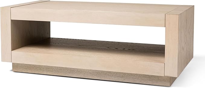 Maven Lane Artemis Coffee Table – 18 Inch Rectangle Table with Storage – White Solid Wood – Ideal for Living Room and Lounge