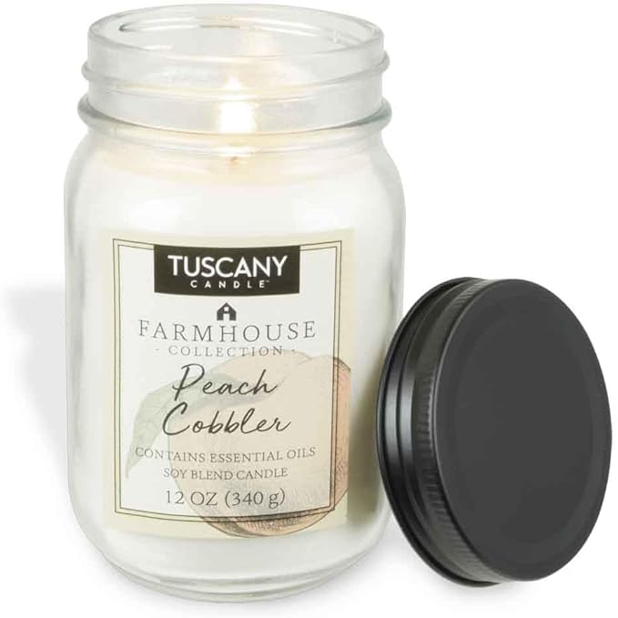Tuscany Candle Peach Cobbler: Peaches & Brown Sugar Scented Candle, 12 oz – Farmhouse Collection
