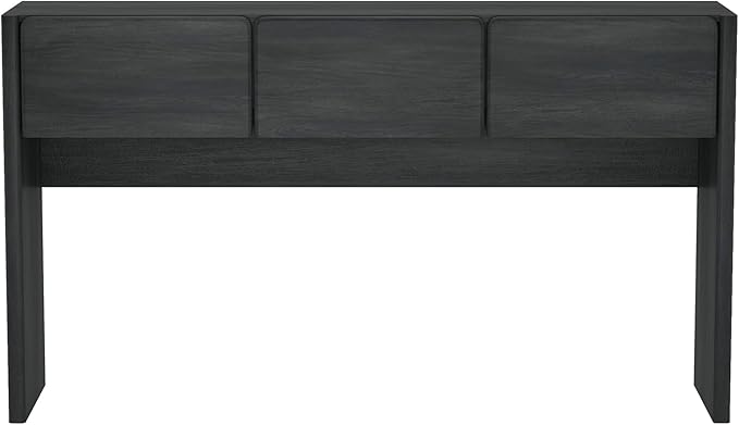 Manhattan Comfort Linda Modern Console Table with 3 Storage Drawers – 60" Narrow Entryway Stand for Living Room, Hallway, or Dining Room – Wood Grain Accent Furniture, Charcoal Grey