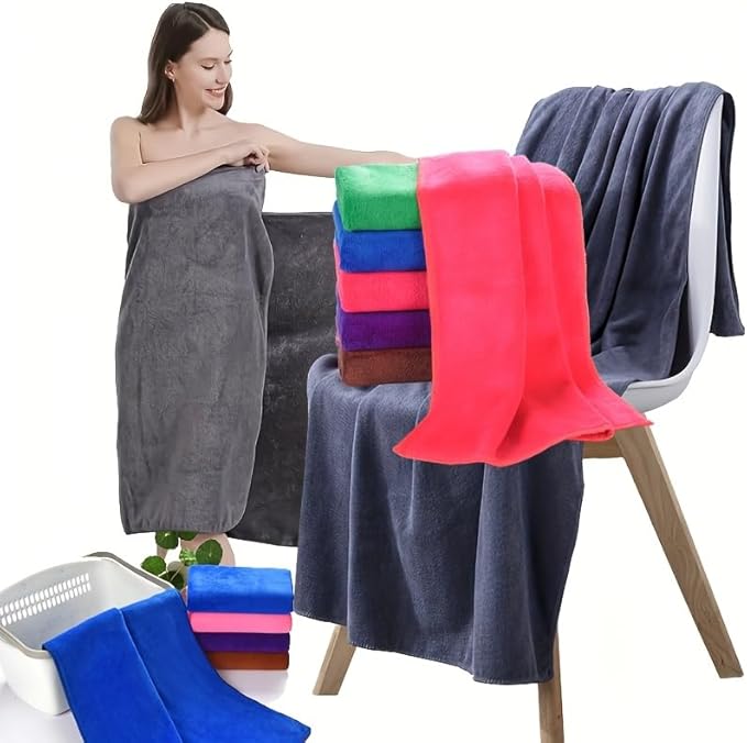 2pcs/Set, Bath Towel and Dry Hair Towel, Lightweight and Absorbent, Suitable for Home, Travel, Camping (Purple)