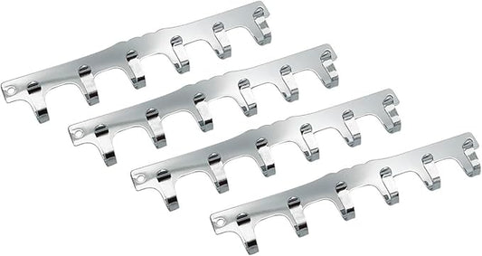 QCAA Key Hook Holder, Durable Steel, 131mm x 26mm, Chrome Plated, Made in Taiwan, 4 Pack