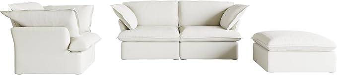 WJShome Modern Ottoman, Modular Sectional Sofa, Minimalist Wide Deep Seat Couches for Living Room Apartment Lounge Bedroom (White)