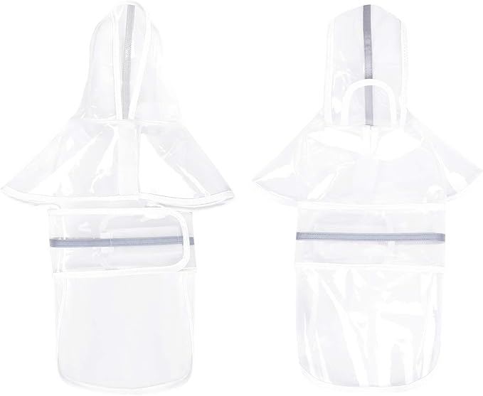 HDE Dog Raincoat Jacket Reflective Adjustable Hooded Pet Poncho Rain Coat with Leash Hole for Small to X-Large Dogs Clear - S