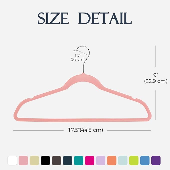 HOUSE DAY Lt Pink Velvet Hangers 60 Pack, Non Slip Clothes Felt Hanger Heavy Duty for Coat, Premium Slim Space Saving Suit Hangers for Closet Organizer, 360° Rotating Silver Hook