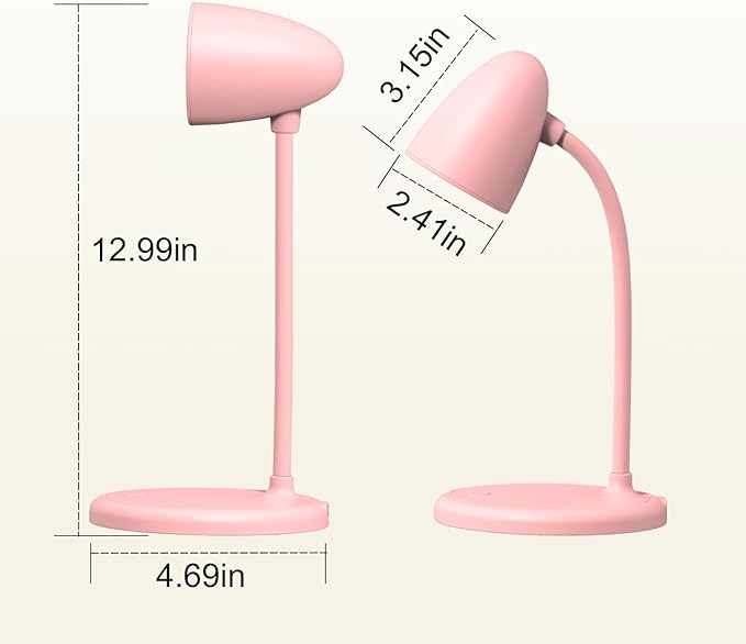 LED Desk Lamp for Home Office,3 Light Colors, Table Lamp,Dimmable Reading Light for Bedside Small Desk Lamp for College Dorm Room,Bedroom Desk Light Pink