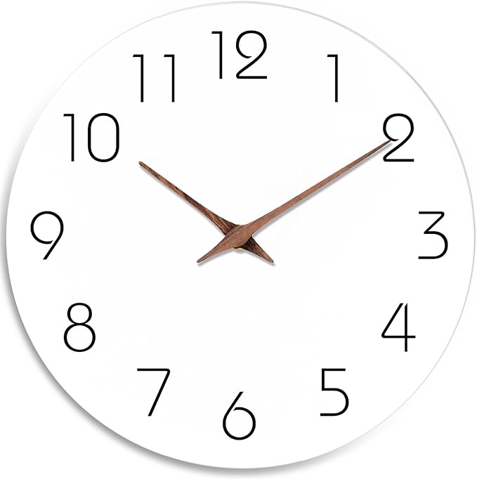Mosewa Large Wall Clock Battery Operated 16 Inch White Silent Non Ticking Simple Minimalist Clock Decorative for Kitchen Home Bedroom Living Room Office