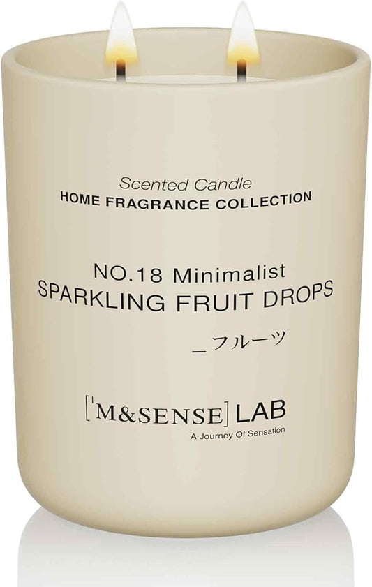 M&SENSE Natural Soy Candle| Sparkling Fruit Drops | 16.6 oz, 95H Burn | Minimalist Christmas Scented Candle for Relaxation, Gifting, Home Décor | for Bedroom, Office, Party Large