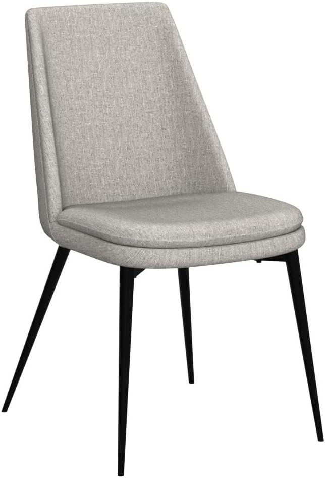 CHITA Mid-Century Padded Dining Chair, Modern Upholstered Fabric Dining Room Chair Set of 2 with Metal Legs, White