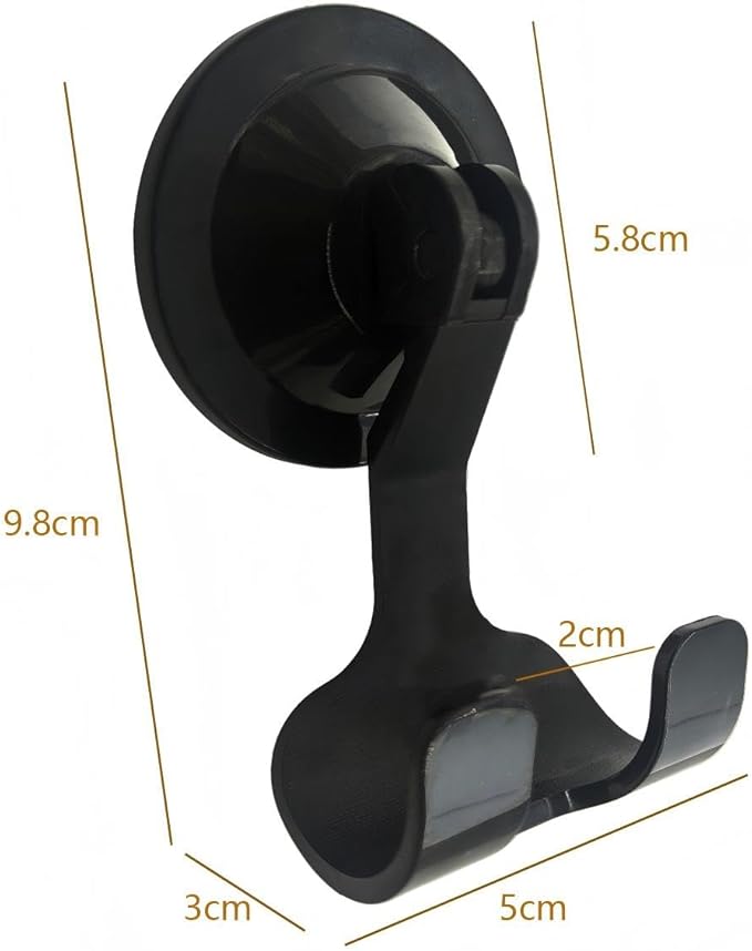 2-Pack Razor Holder for Shower with Suction Cup - Vacuum Wreath Hanger for Door, Wall, or Window, No Drill Adhesive Hook for Bathroom, Kitchen, Hotel - Black