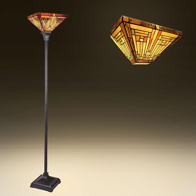 Capulina Amber Brown Series Tiffany Torchiere Floor Lamp Wall Sconces Decor for Living Room Bedroom Study Room