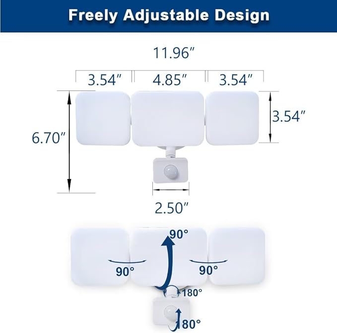 EMANER Outdoor Security Floodlight Waterproof, Remote Control, Motion Sensor or Stay On, Brightness Adjustable, Tunable White, 280W Equiv. 120V Motion Light for Yard Patio Porch (White, 2Pack)