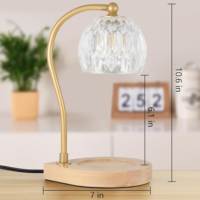 Candle Warmer Lamp with Timer-Electric Candle Warmer Lamp for Jar Candles with 2Bulbs Candle Warmer with Timer & Dimmer for Home Decor Gifts for Women Mom Christmas (Gold-Amber)
