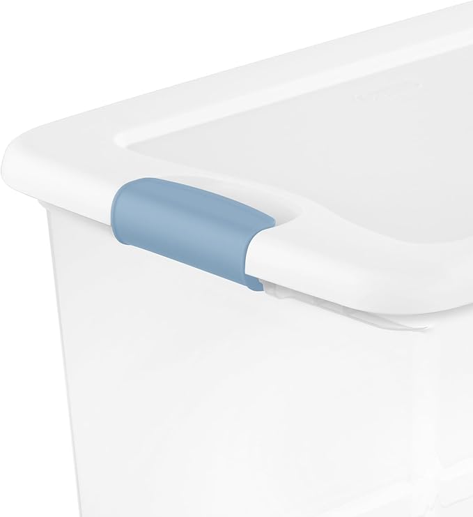 Sterilite 24-Pack Latching Box, Under Bed Storage Bins with Lids, Clear Plastic, 106 Quart - Heavy-Duty Organizing Containers for Closet, Bathroom, and Office